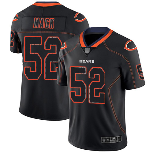 Chicago Bears Limited Lights Out Black Men Khalil Mack Jersey NFL Football #52 Rush